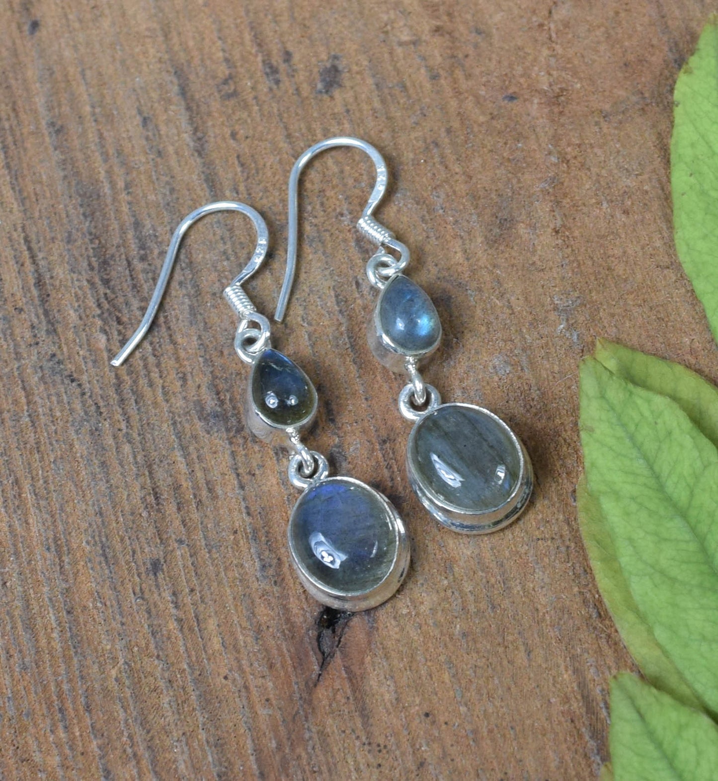 925 Solid Sterling Silver Labradorite Hook Earring -1.5 INCH