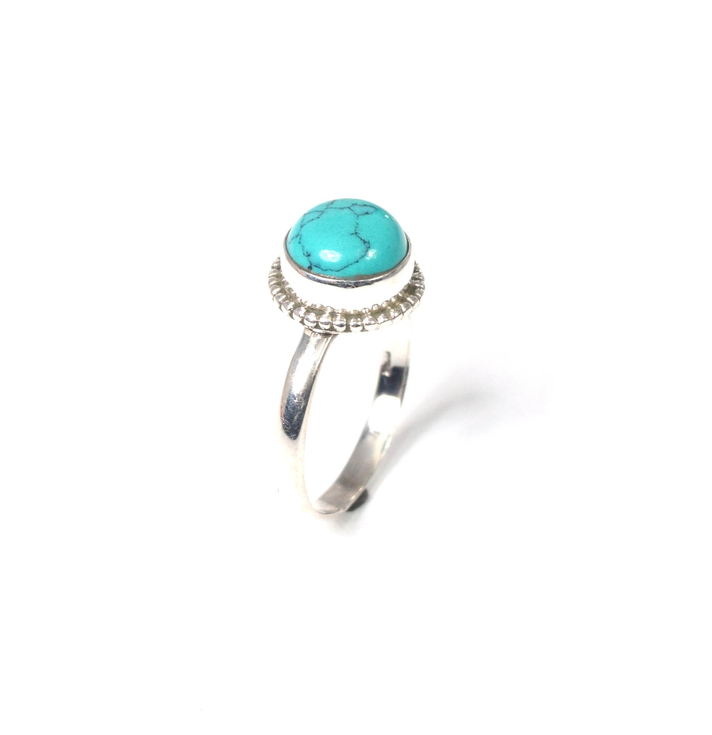 925 Solid Sterling Silver Blue Turquoise Ring -8.5 us