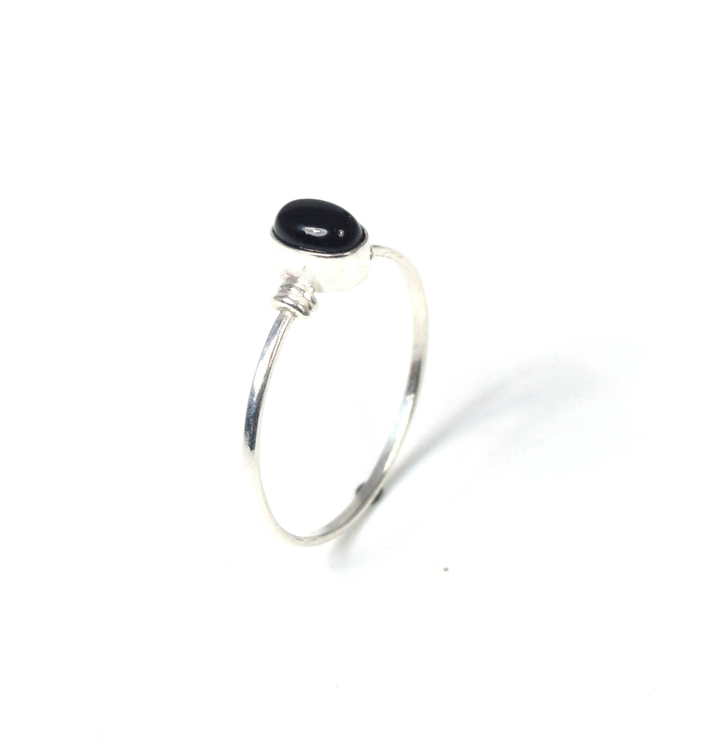 925 Solid Sterling Silver Black Onyx Ring -5 us