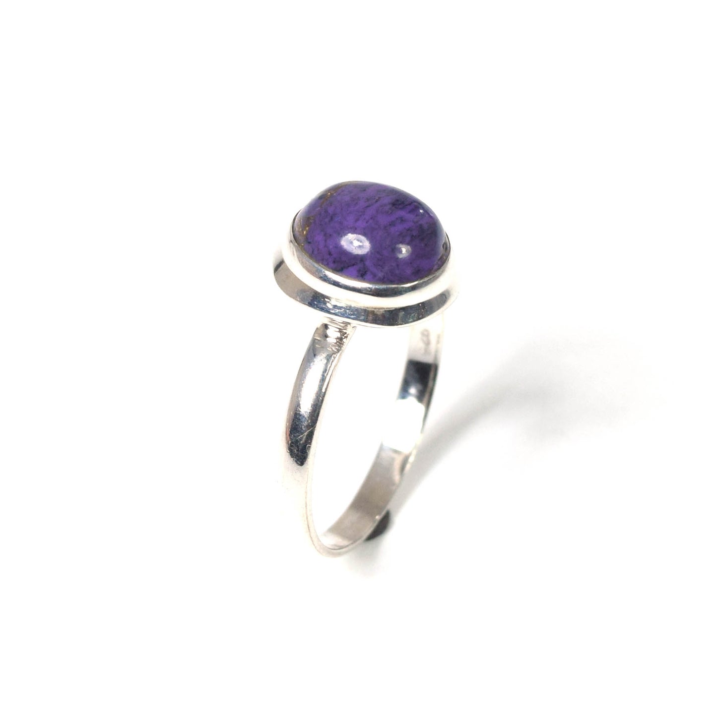 925 Solid Sterling Silver Purple Copper Turquoise Ring -7 us