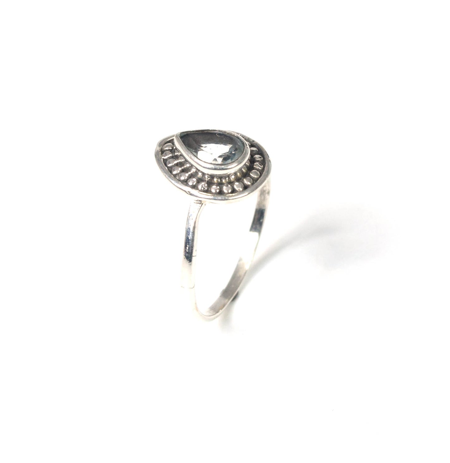 925 Solid Sterling Silver Faceted Blue Topaz Ring -4 us