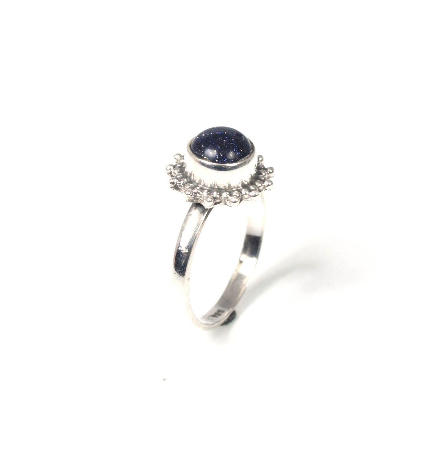 925 Solid Sterling Silver Blue Sunstone Ring -6 us
