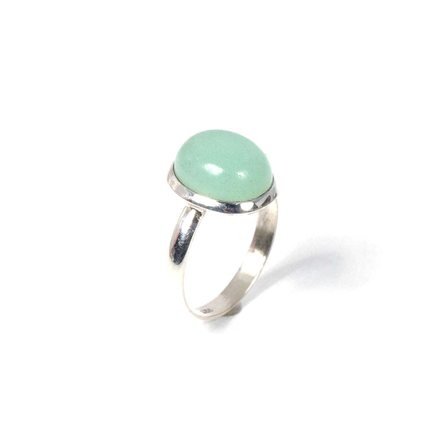925 Solid Sterling Silver Aqua Chalcedony Ring-8 US