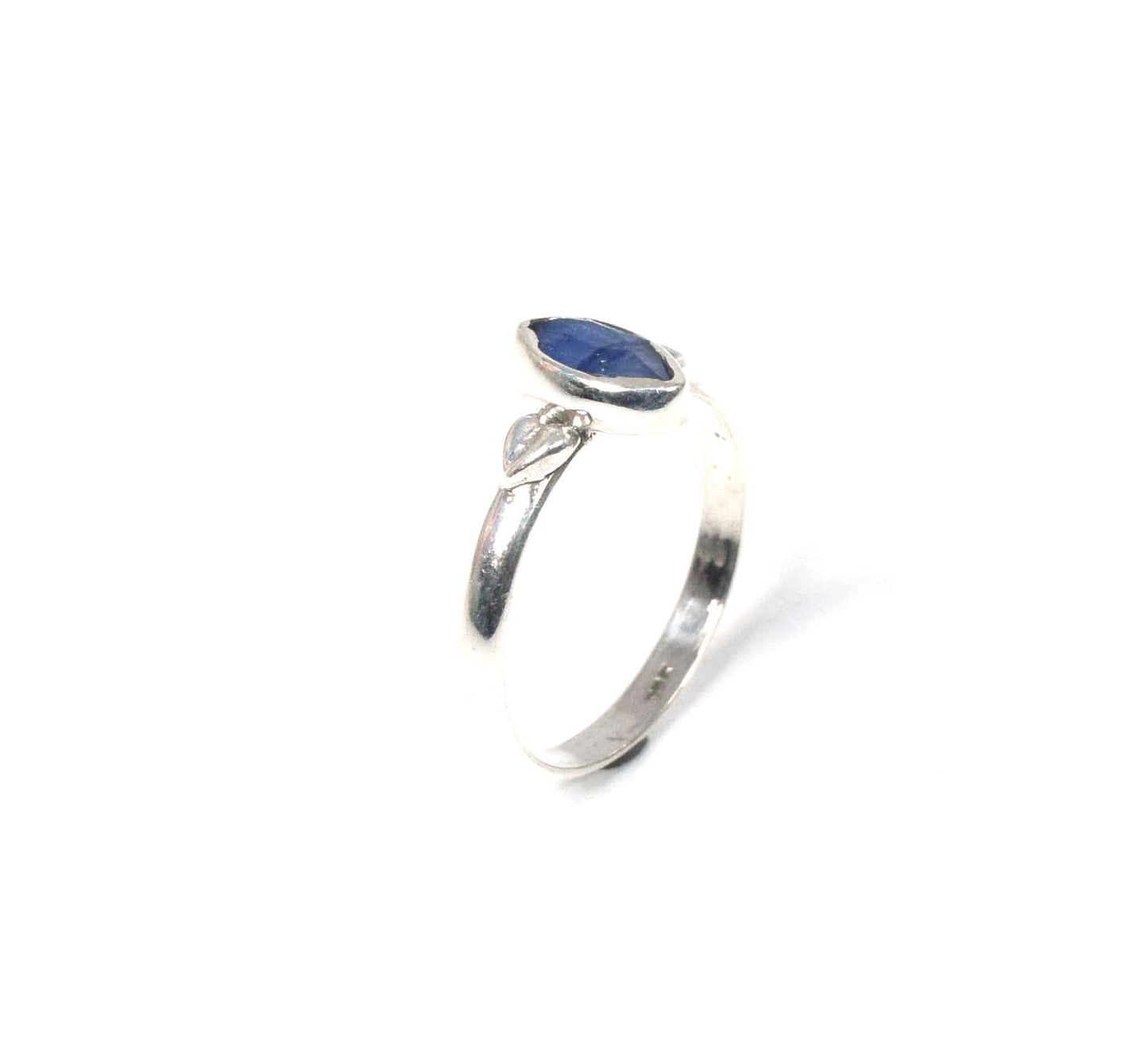 925 Solid Sterling Silver Cut  Blue Simulated Sapphire Ring-6 US