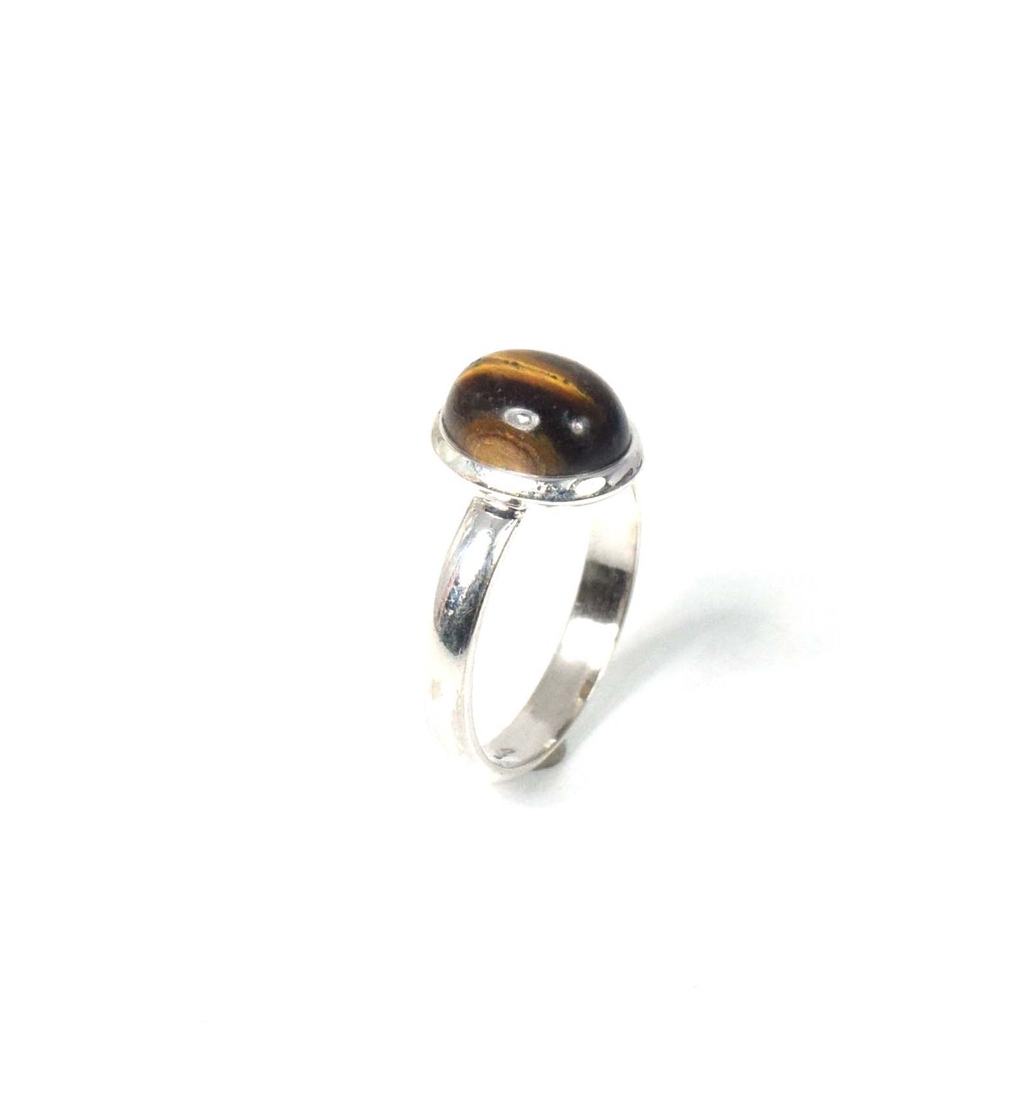 925 Solid Sterling Silver Tiger Eye Ring-6 US