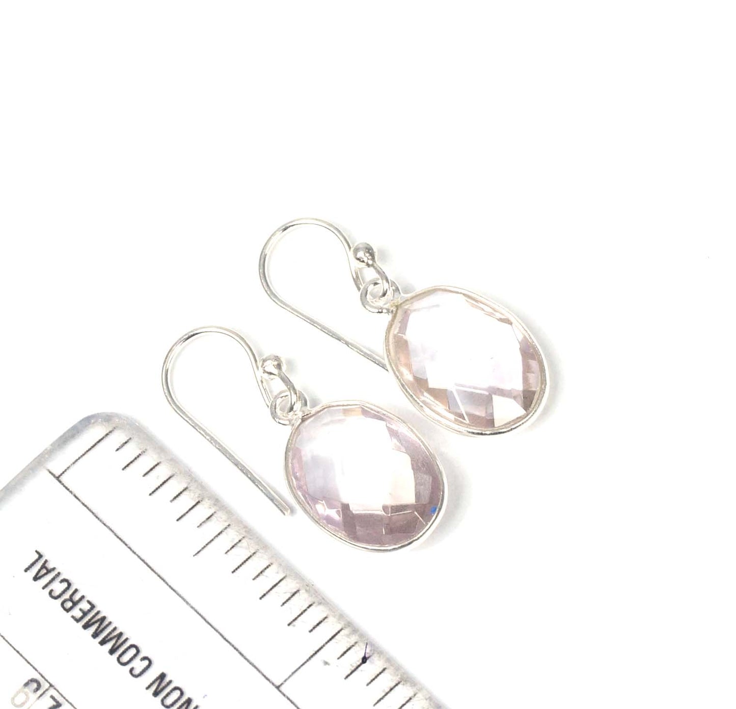 925 Solid Sterling Silver Cut Peach Quartz Hook Earring-1.2 Inch