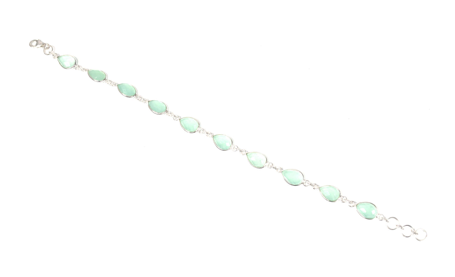 925 Solid Sterling Silver Aqua Chalcedony HANDMADE BRACELET-8.5 Inch
