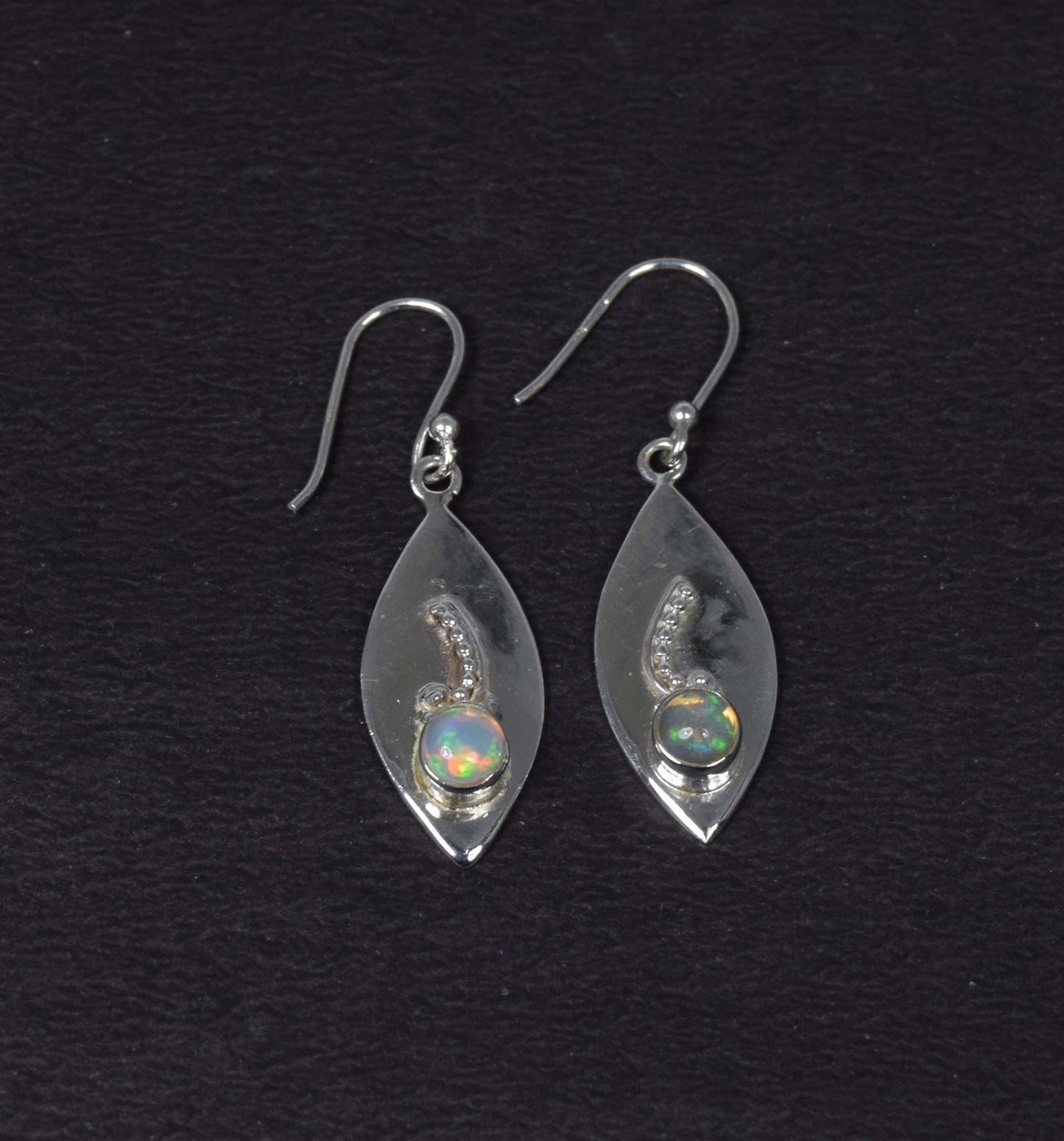 925 Solid Sterling Silver Ethiopian Opal Hook Earring-1.5 Inch