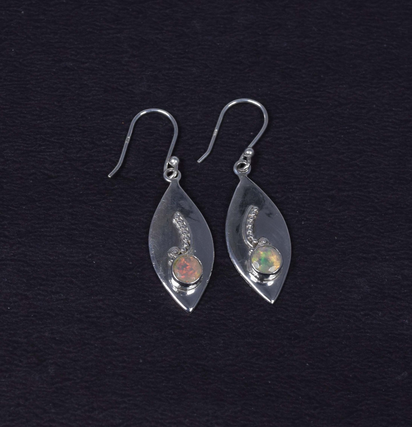 925 Solid Sterling Silver Cut Ethiopian Opal Hook Earring-1.6 Inch