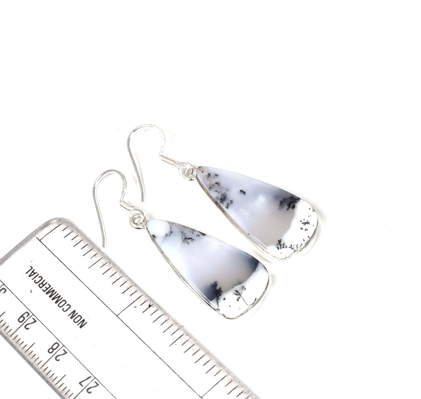 925 Solid Sterling Silver Dendrite Opal Hook Earring-1.7 Inch