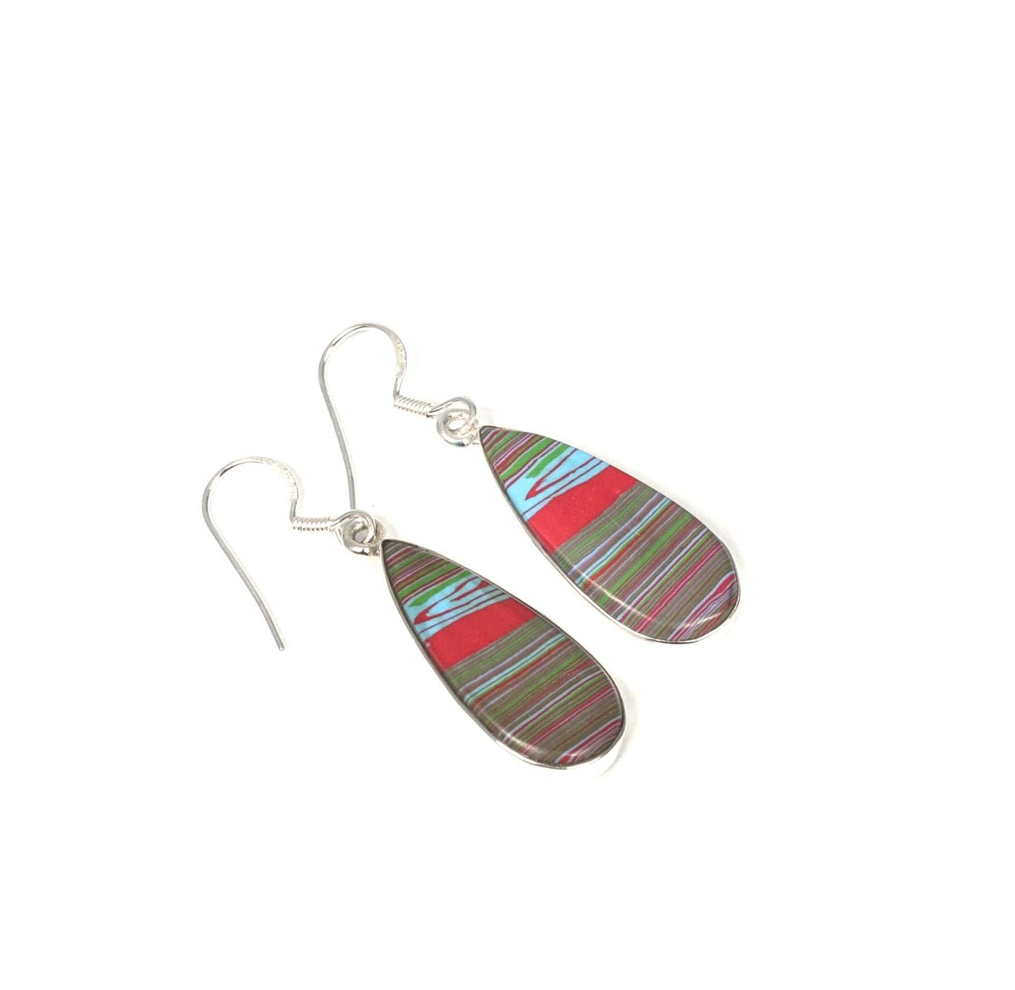 925 Solid Sterling Silver Multi Jasper Hook Earring-1.5 Inch