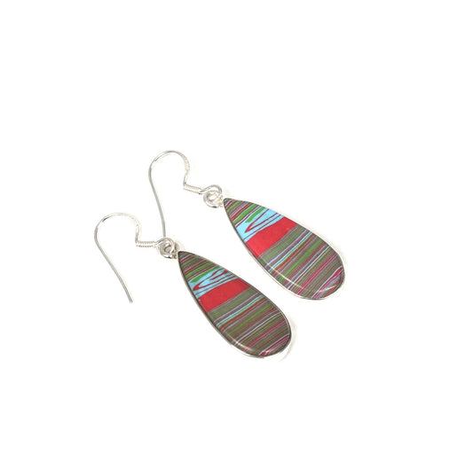 925 Solid Sterling Silver Multi Jasper Hook Earring-1.5 Inch