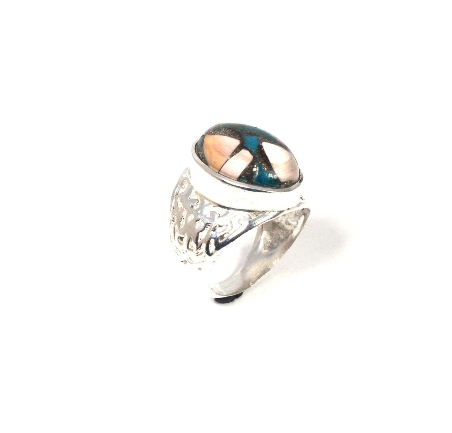 925 Solid Sterling Silver Oyster Turquoise Ring-5 US