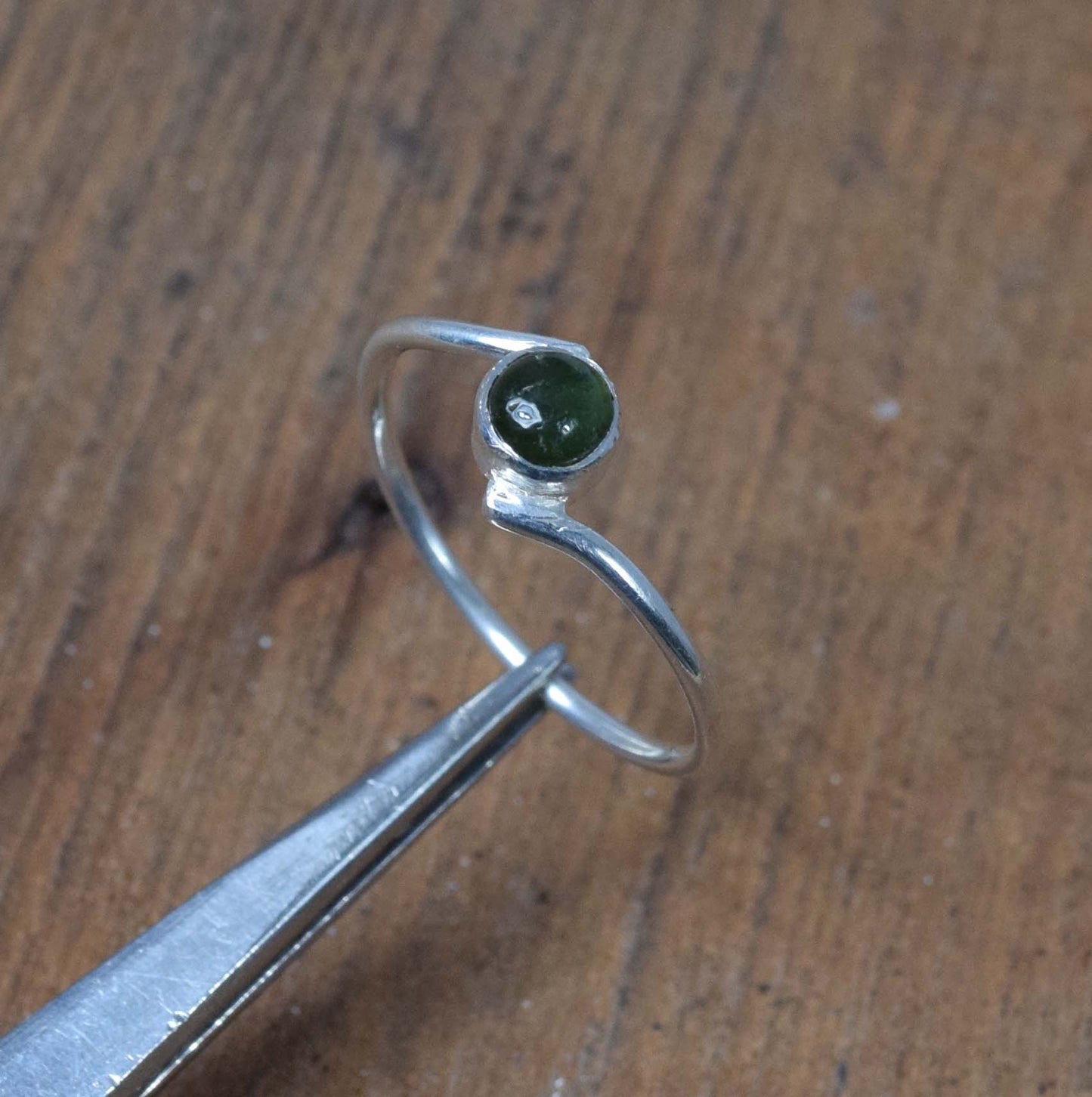 925 Solid Sterling Silver Green Tourmaline Ring-9 US