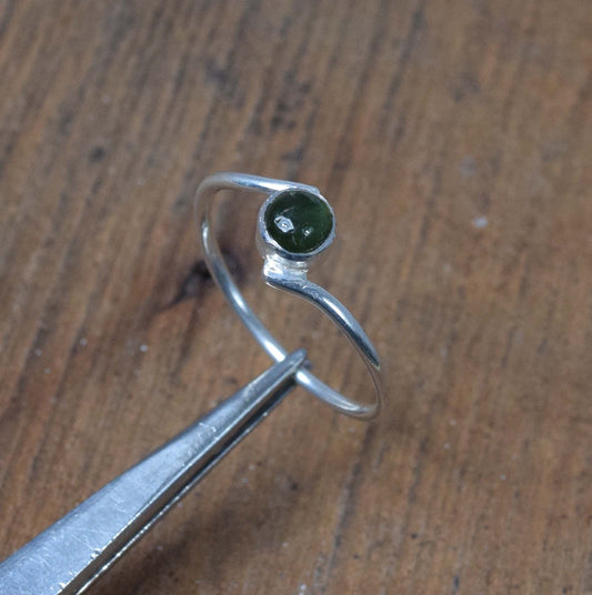 925 Solid Sterling Silver Green Tourmaline Ring-9 US