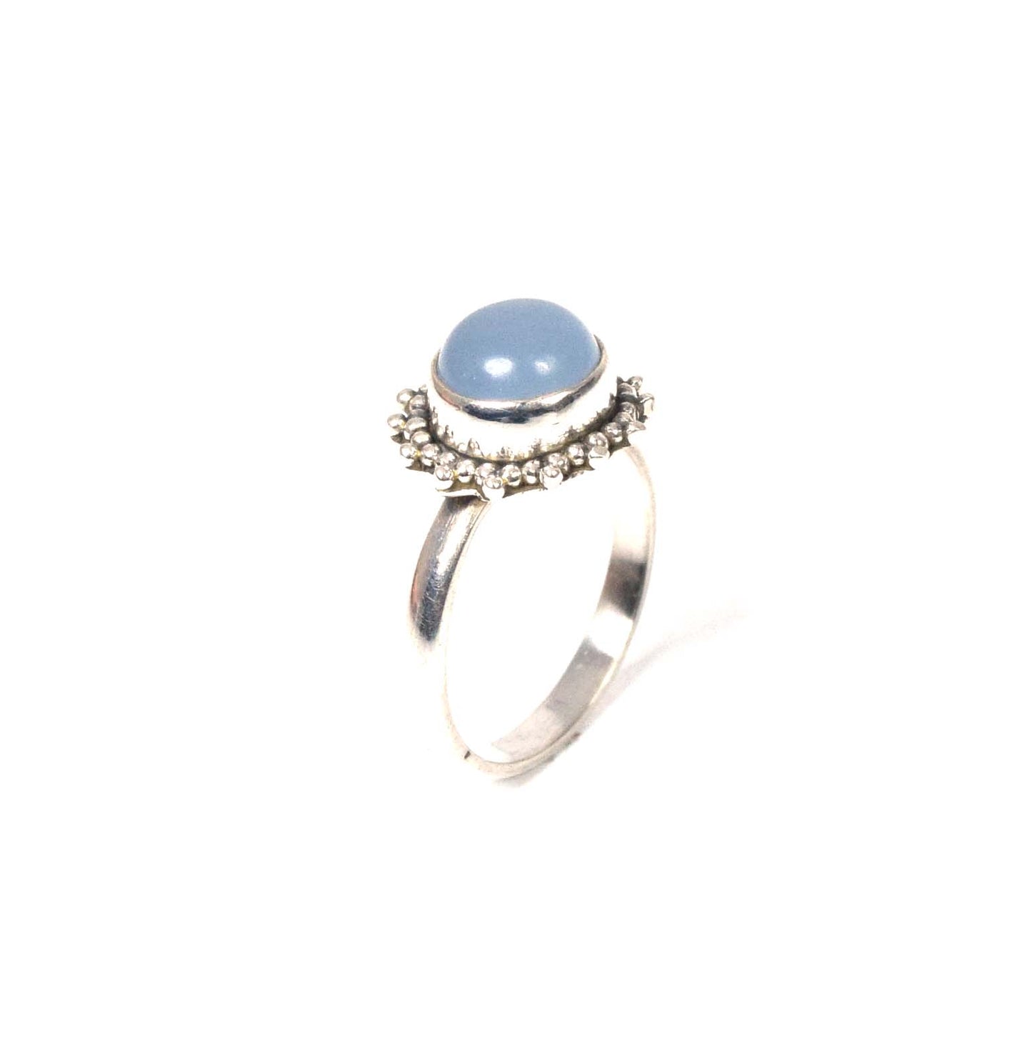 925 Solid Sterling Silver Blue Chalcedony Ring-4 US