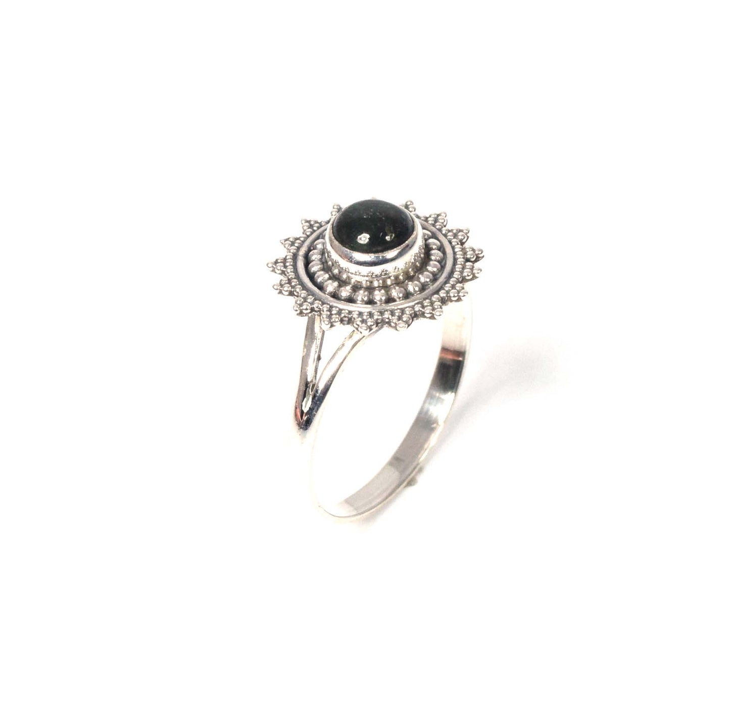 925 Solid Sterling Silver Green Tourmaline Ring-9 US