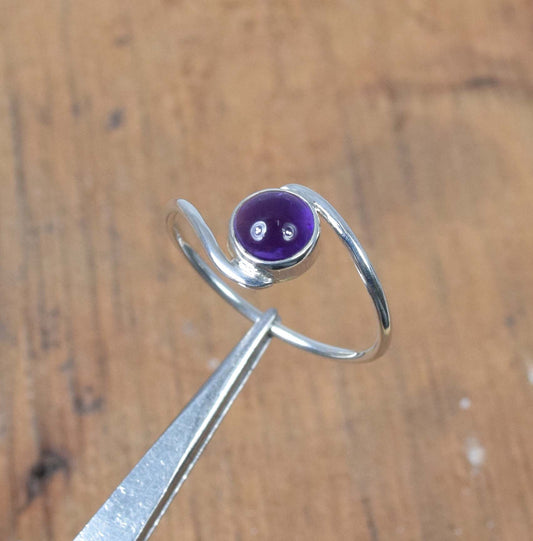 925 Solid Sterling Silver Purple Amethyst Ring-9 US