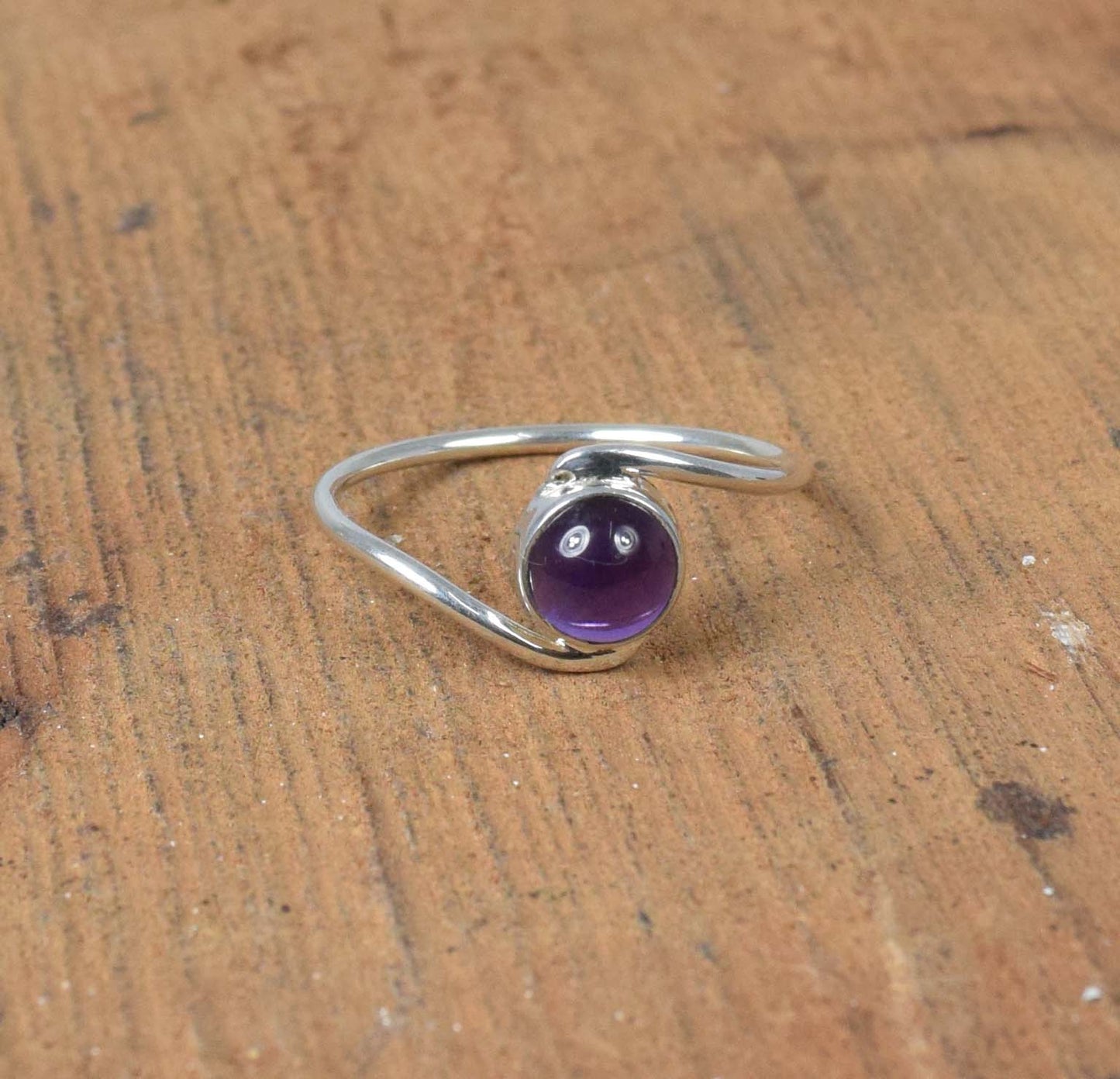 925 Solid Sterling Silver Purple Amethyst Ring-9 US