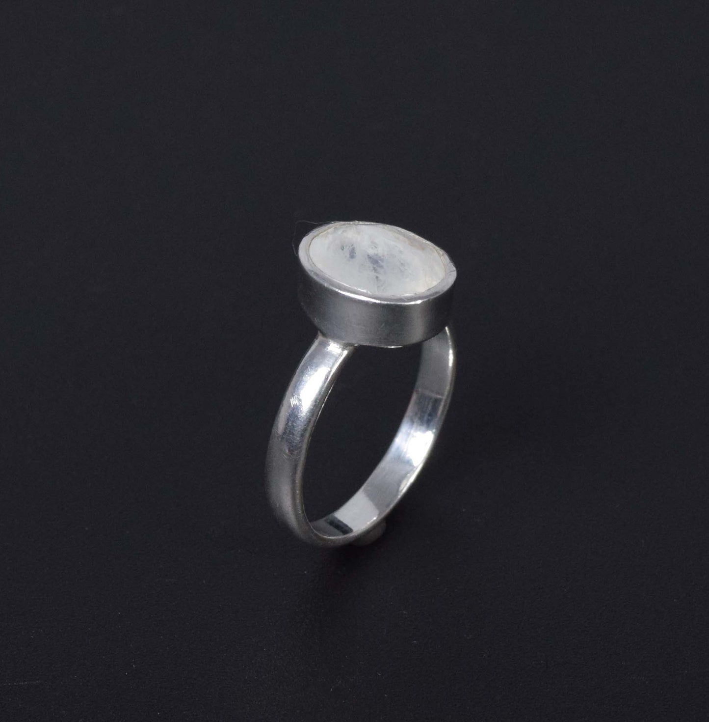 925 Solid Sterling Silver Faceted White Rainbow Moonstone Ring-6 US