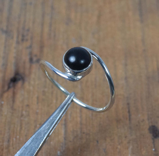925 Solid Sterling Silver Black Onyx Ring-4 US