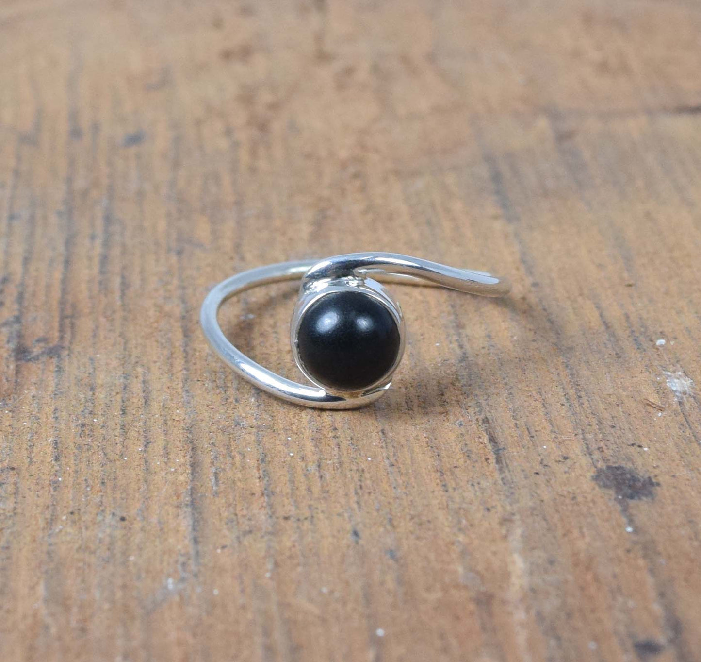 925 Solid Sterling Silver Black Onyx Ring-4 US