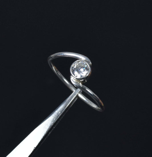 925 Solid Sterling Silver Faceted White Topaz Ring-9 US