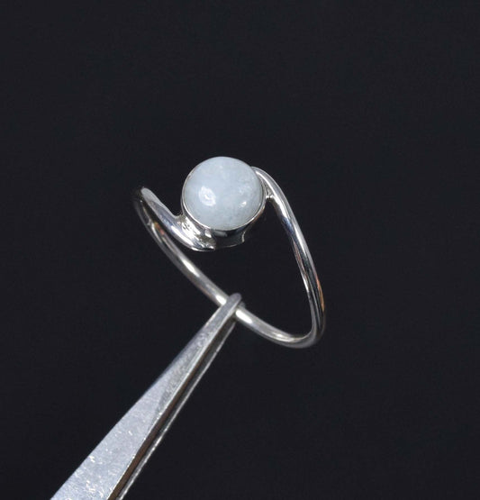925 Solid Sterling Silver Aqua Chalcedony Ring-4 US