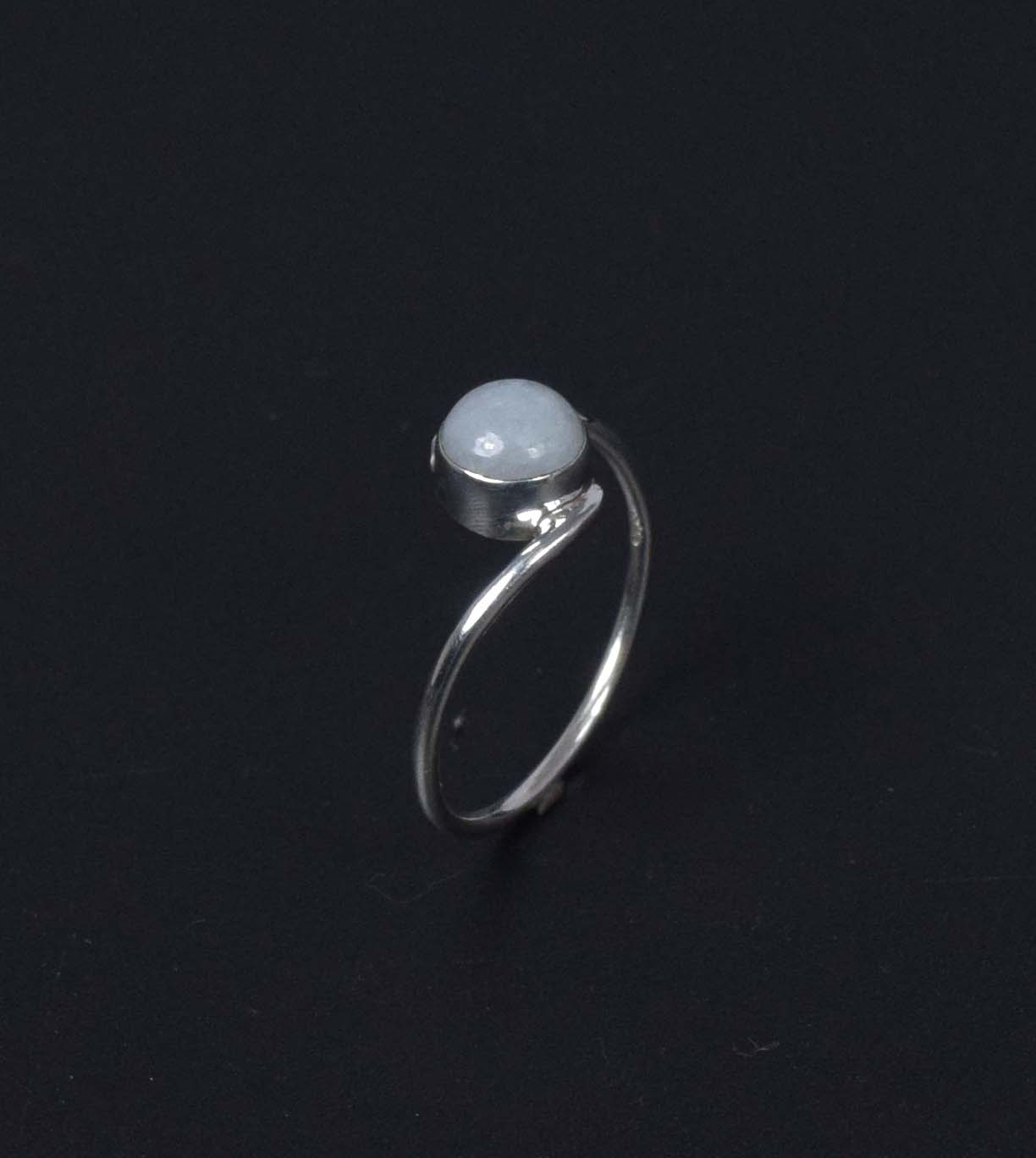 925 Solid Sterling Silver Aqua Chalcedony Ring-4 US