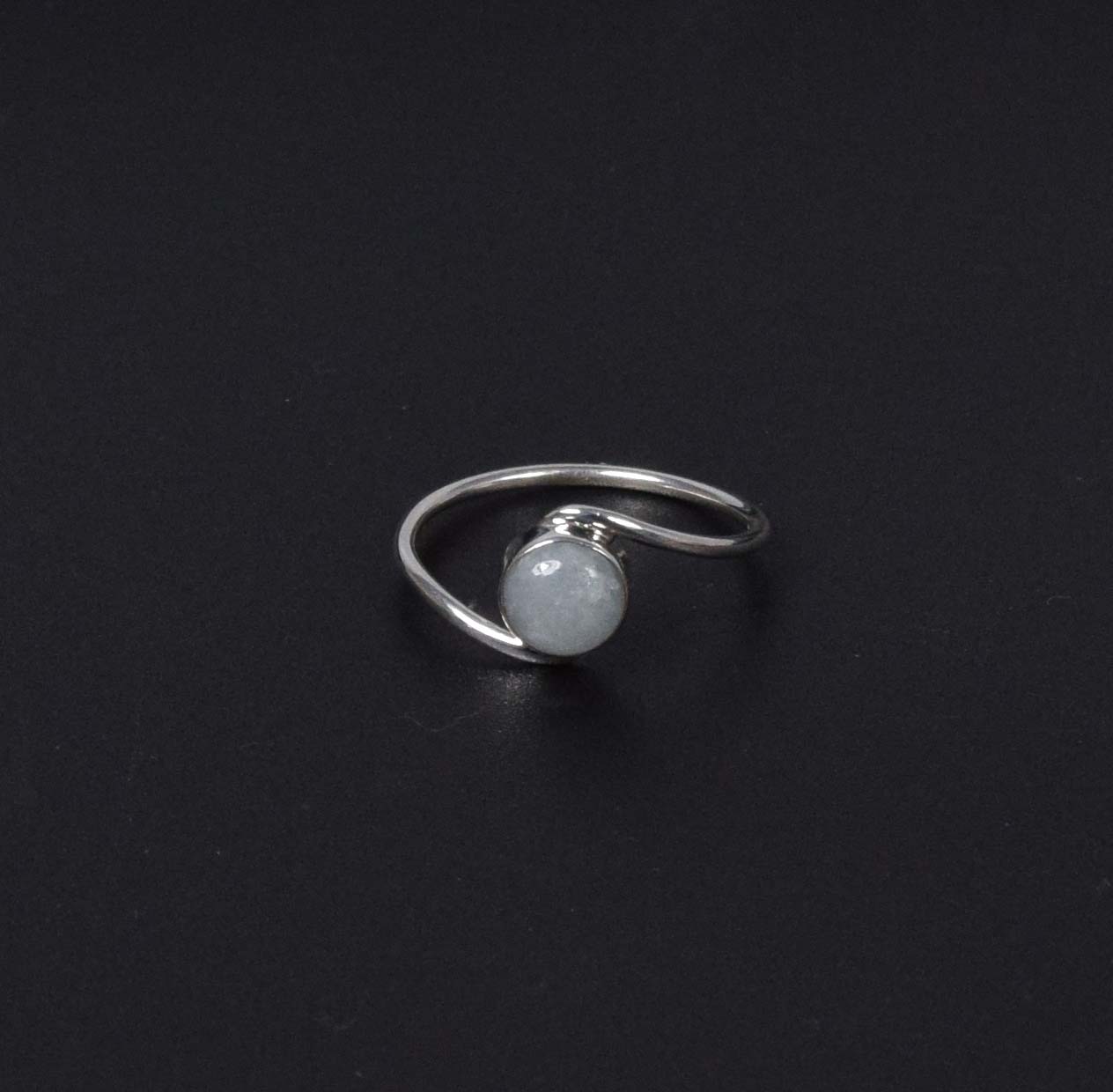 925 Solid Sterling Silver Aqua Chalcedony Ring-4 US