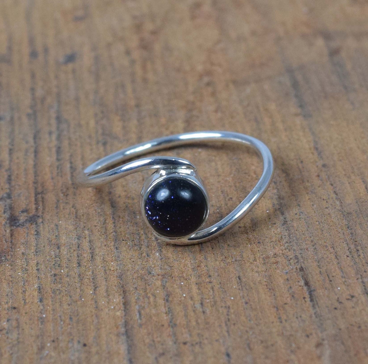 925 Solid Sterling Silver Blue Sunstone Ring-8 US