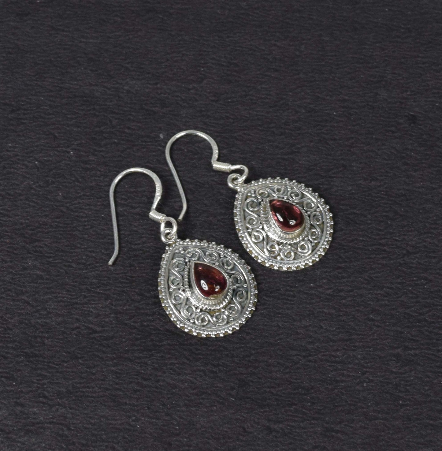 925 Solid Sterling Silver Pink Tourmaline Hook Earring-1.1 Inch