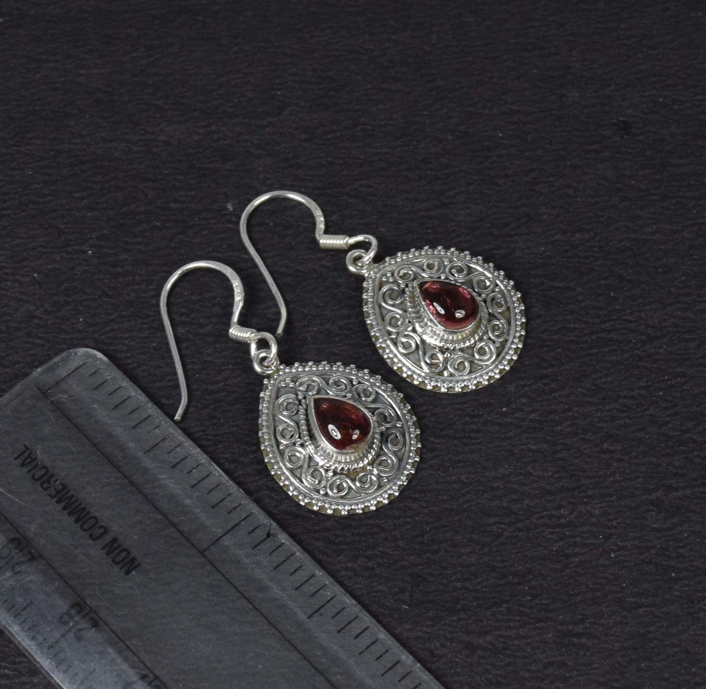 925 Solid Sterling Silver Pink Tourmaline Hook Earring-1.1 Inch