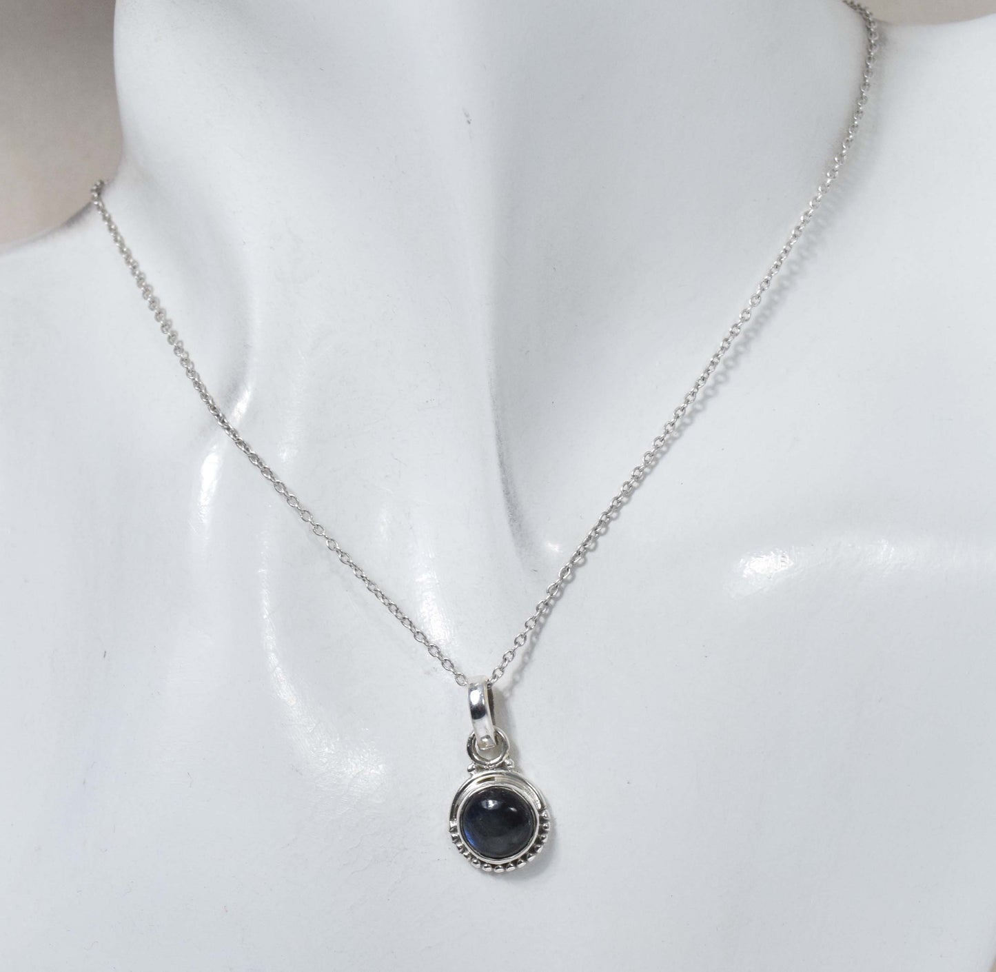 925 Solid Sterling Silver Labradorite Chain Pendant