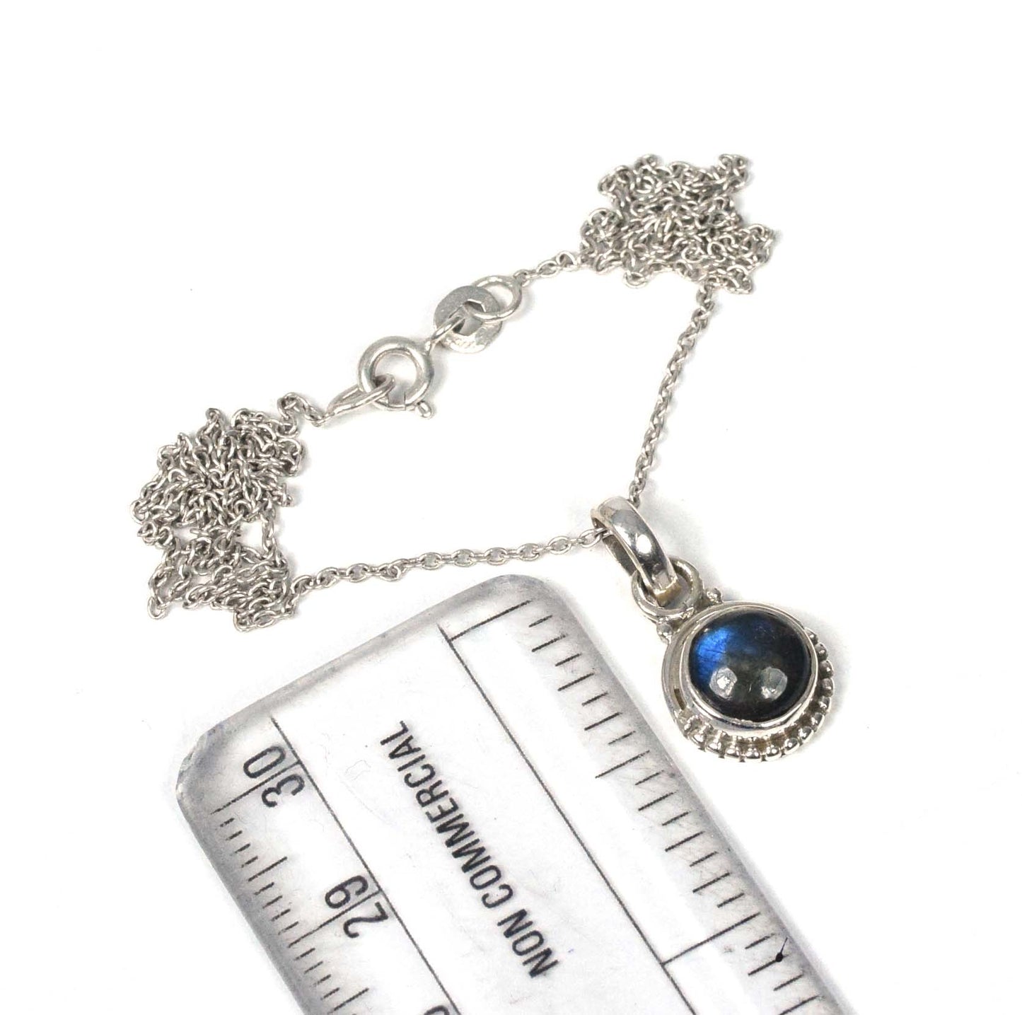 925 Solid Sterling Silver Labradorite Chain Pendant