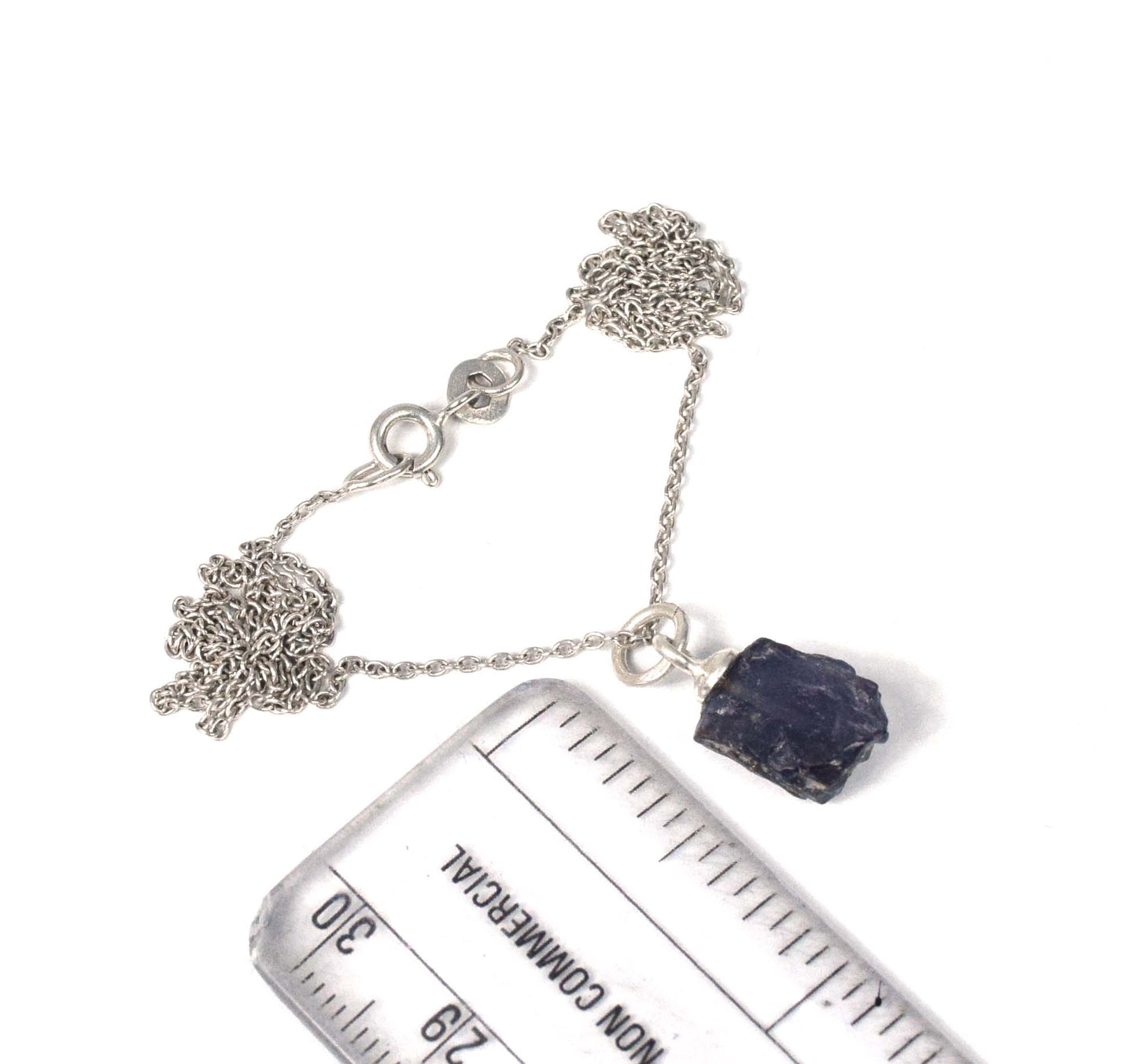 925 Solid Sterling Silver Rough Purple Amethyst Chain Pendant