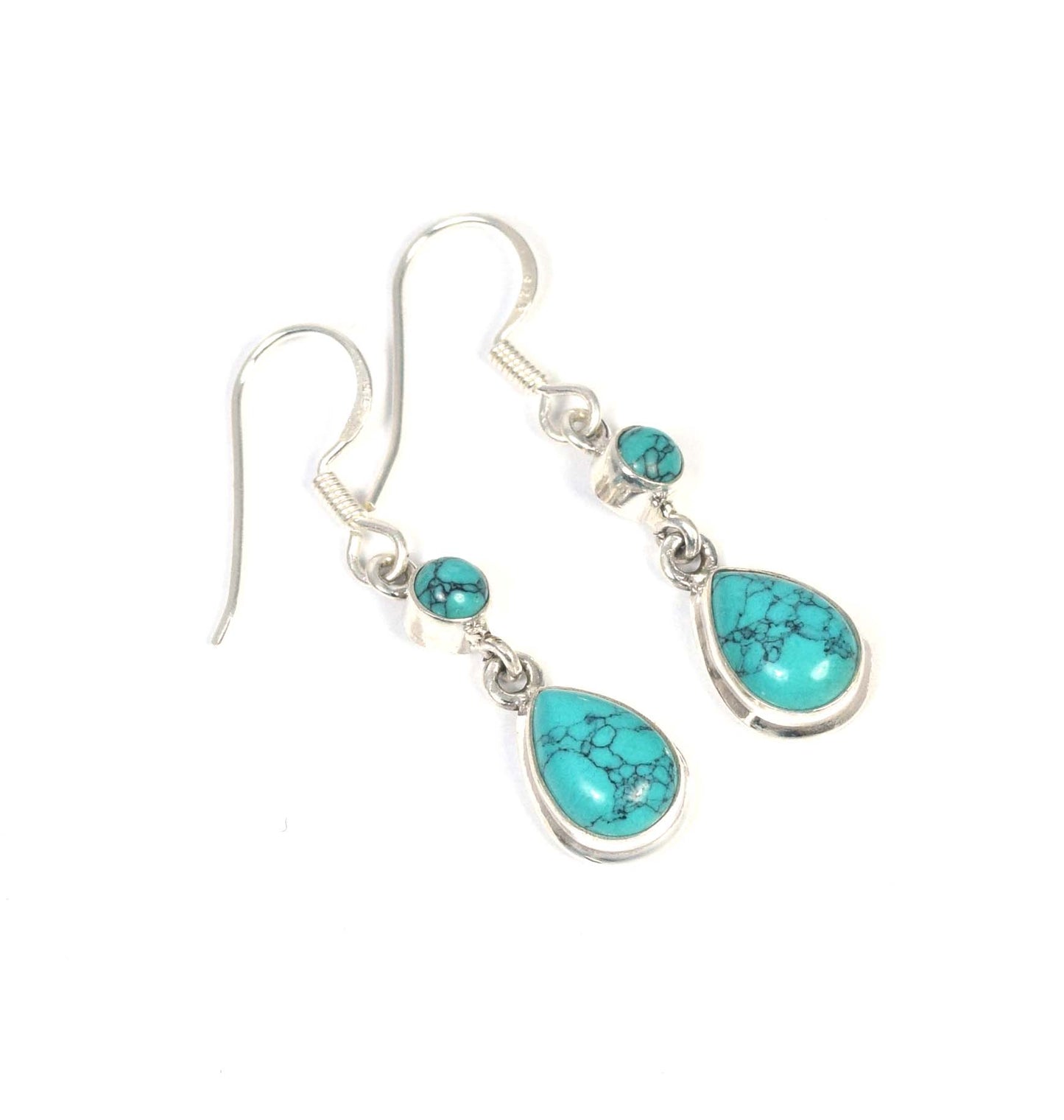 925 Solid Sterling Silver Two Stone Hook Earring - 3.9 Grams