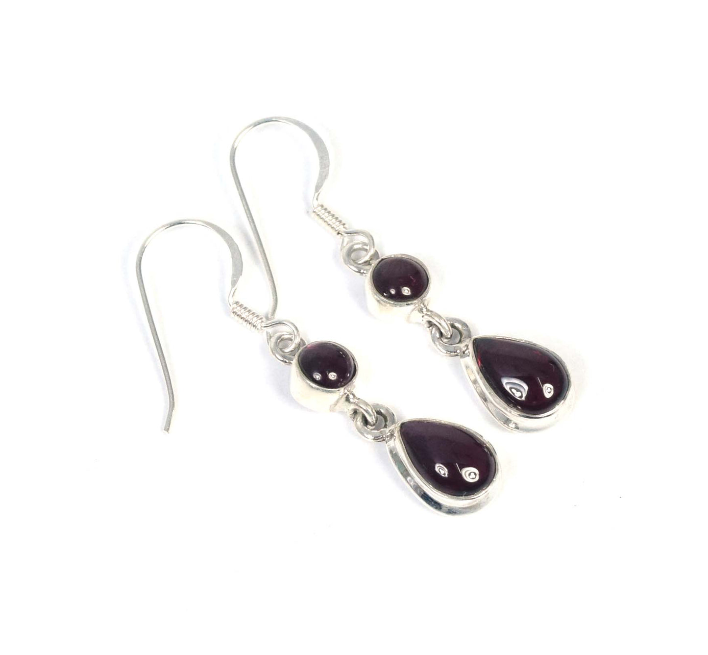 925 Solid Sterling Silver Two Stone Hook Earring - 3.9 Grams