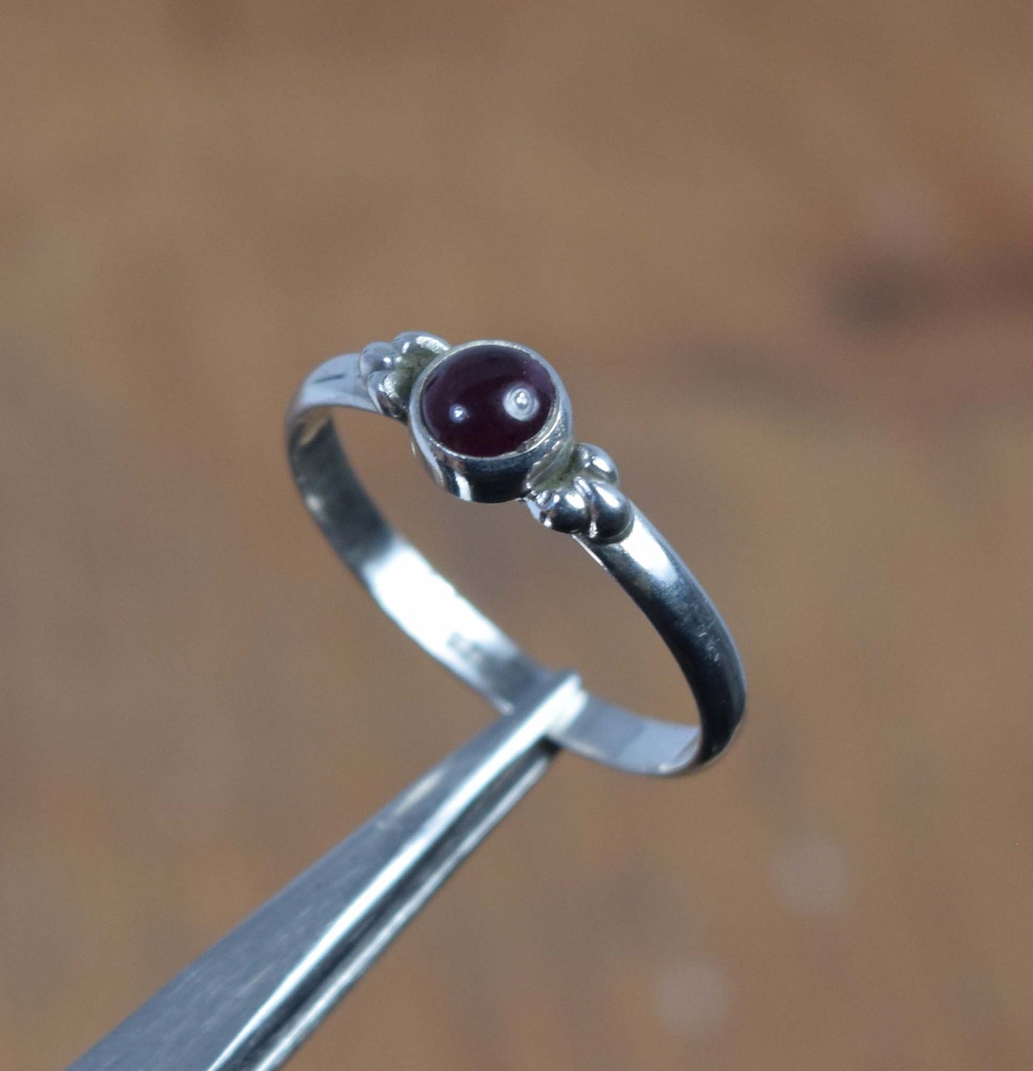 925 Solid Sterling Silver Red Garnet Ring