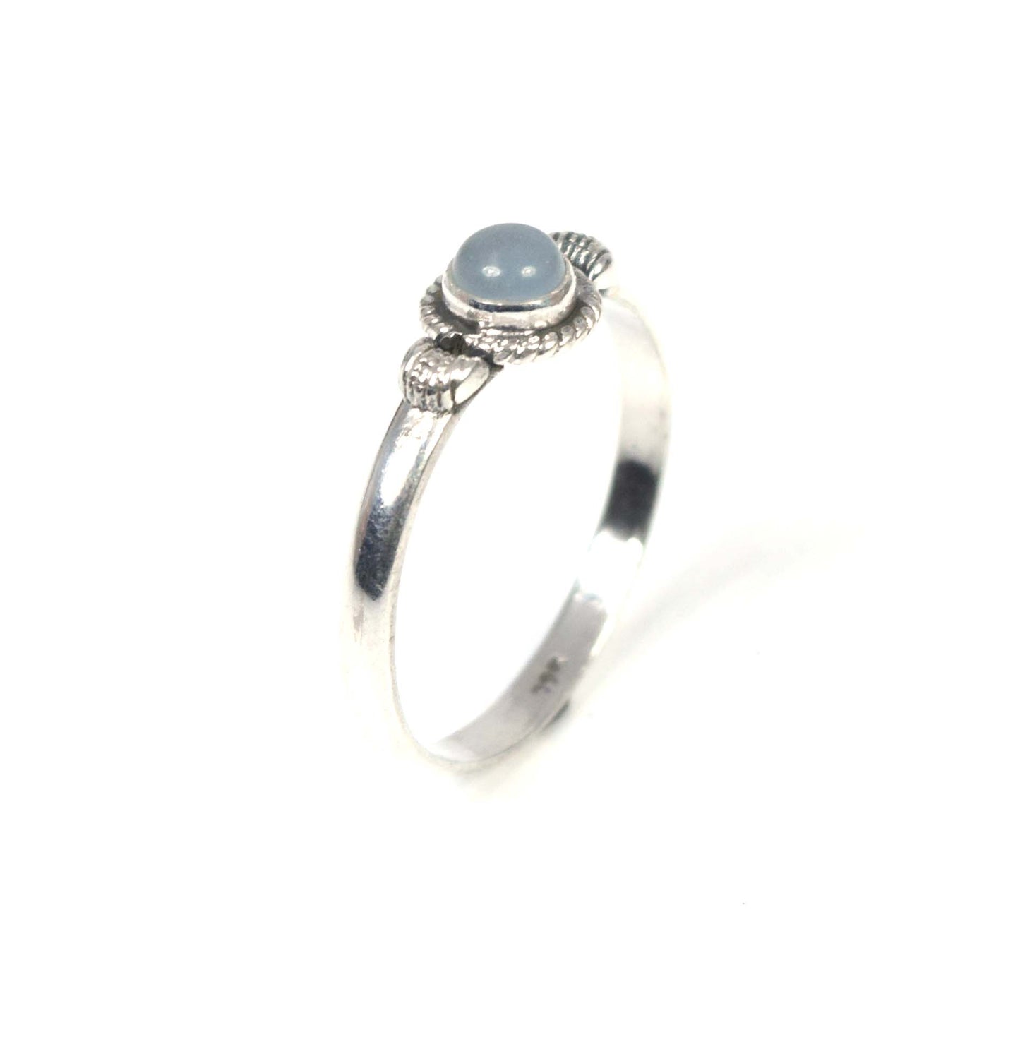925 Solid Sterling Silver Blue Chalcedony Ring