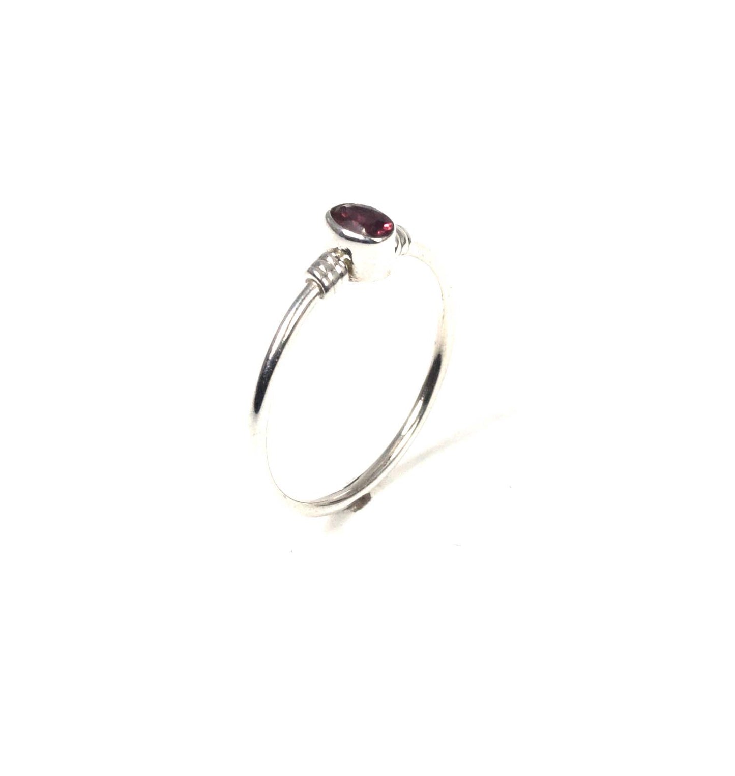 925 Solid Sterling Silver Faceted Red Garnet Ring
