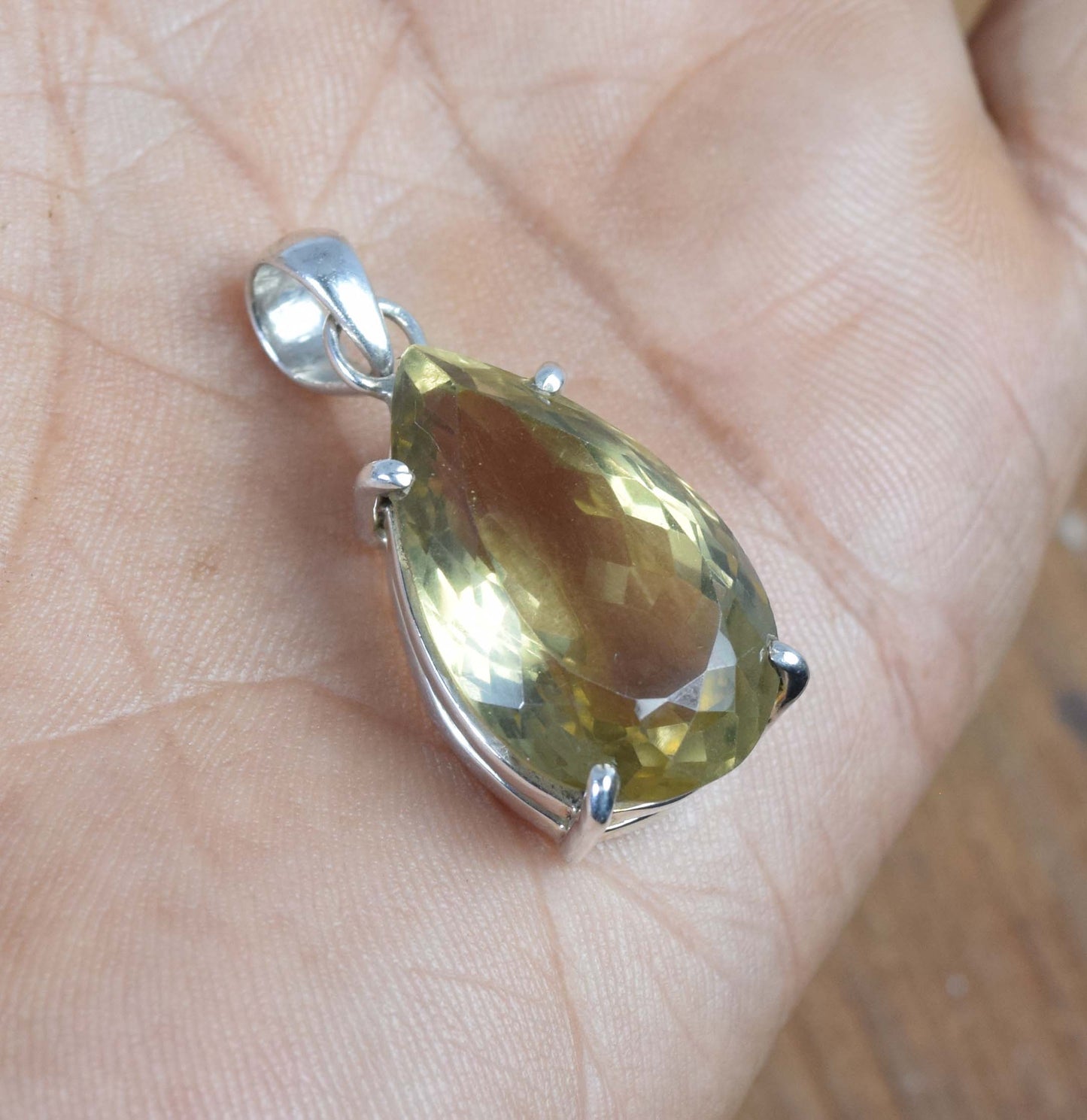 925 Solid Sterling Silver Natural Smoky Quartz Pendant