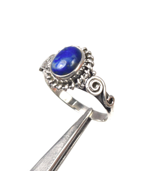 925 Solid Sterling Silver Blue Lapis Lazuli Ring-6 US
