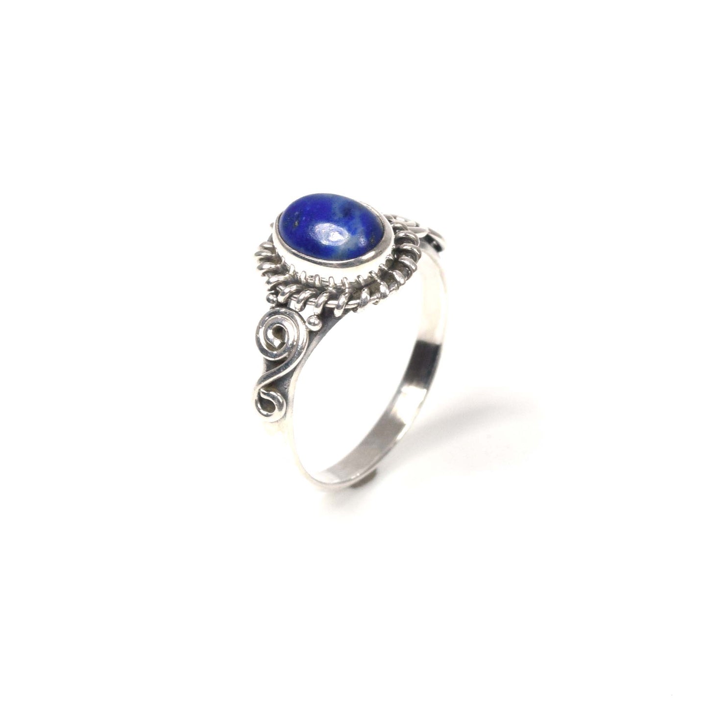 925 Solid Sterling Silver Blue Lapis Lazuli Ring-6 US