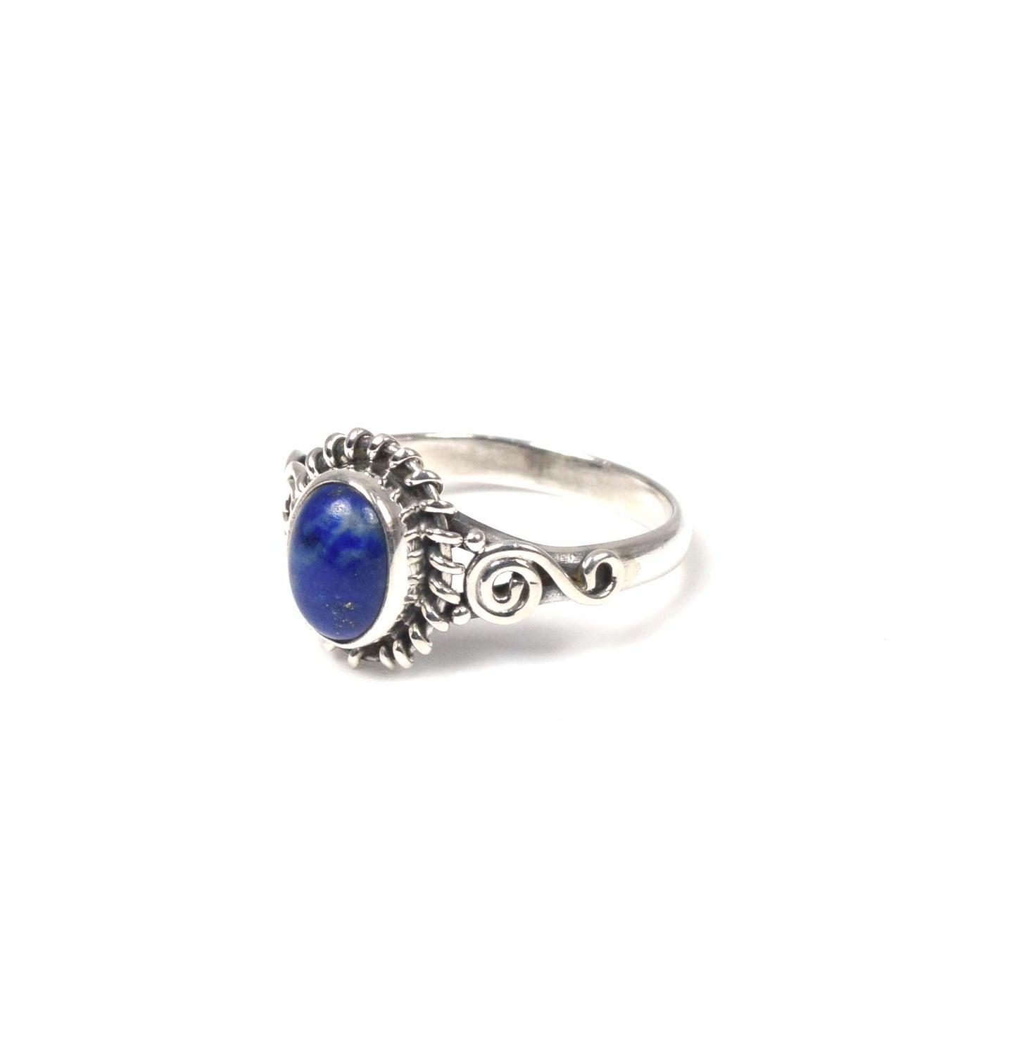925 Solid Sterling Silver Blue Lapis Lazuli Ring-6 US