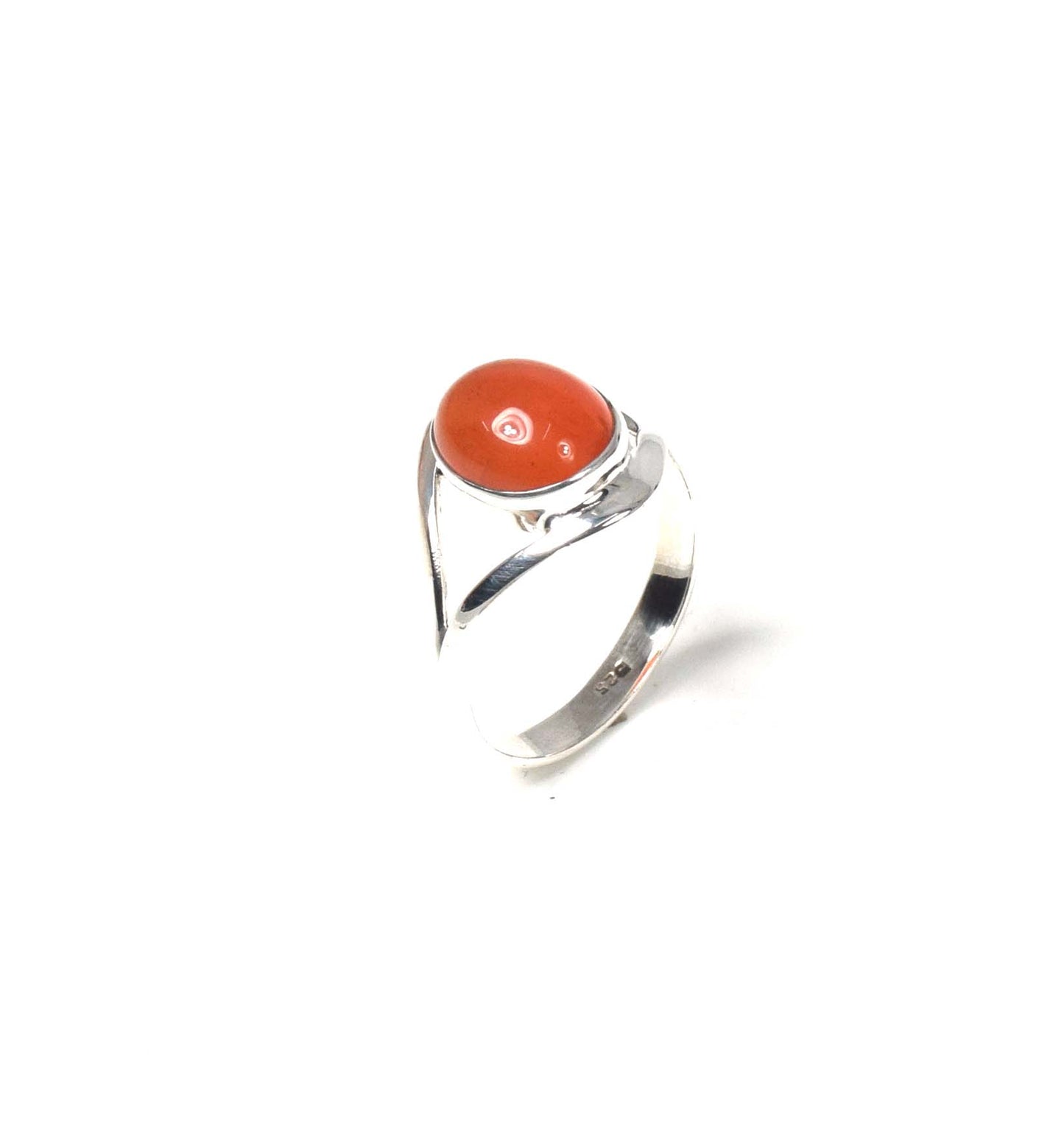 925 Solid Sterling Silver Red Carnelian Ring -11 us