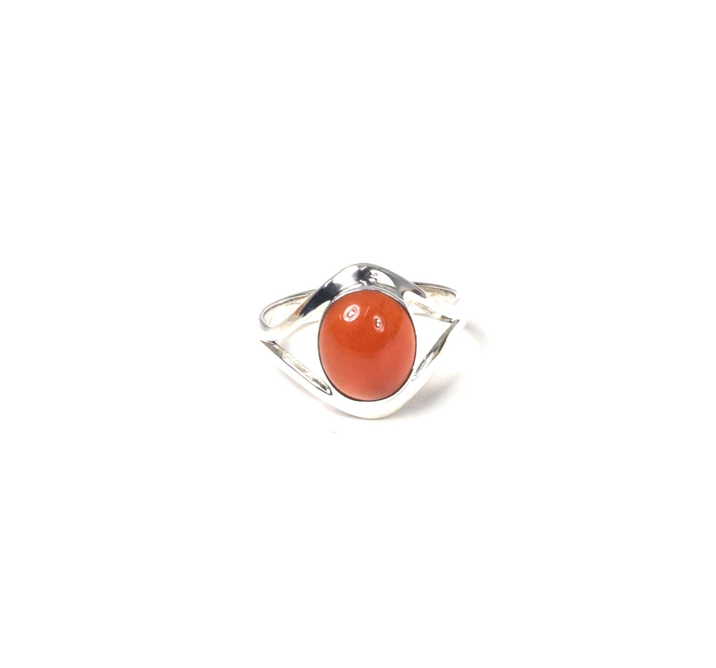 925 Solid Sterling Silver Red Carnelian Ring -11 us
