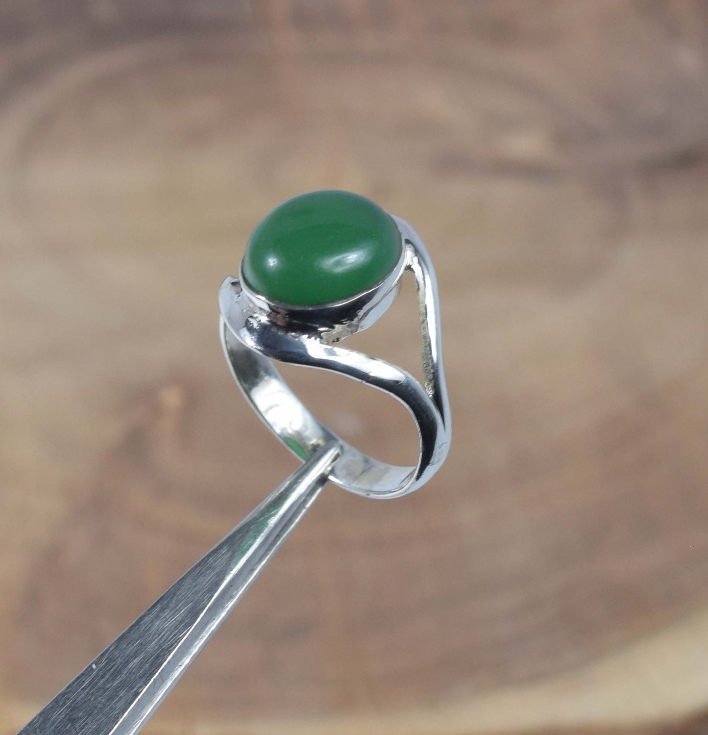925 Solid Sterling Silver Green Onyx Ring -9 us