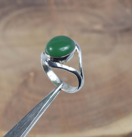 925 Solid Sterling Silver Green Onyx Ring -9 us