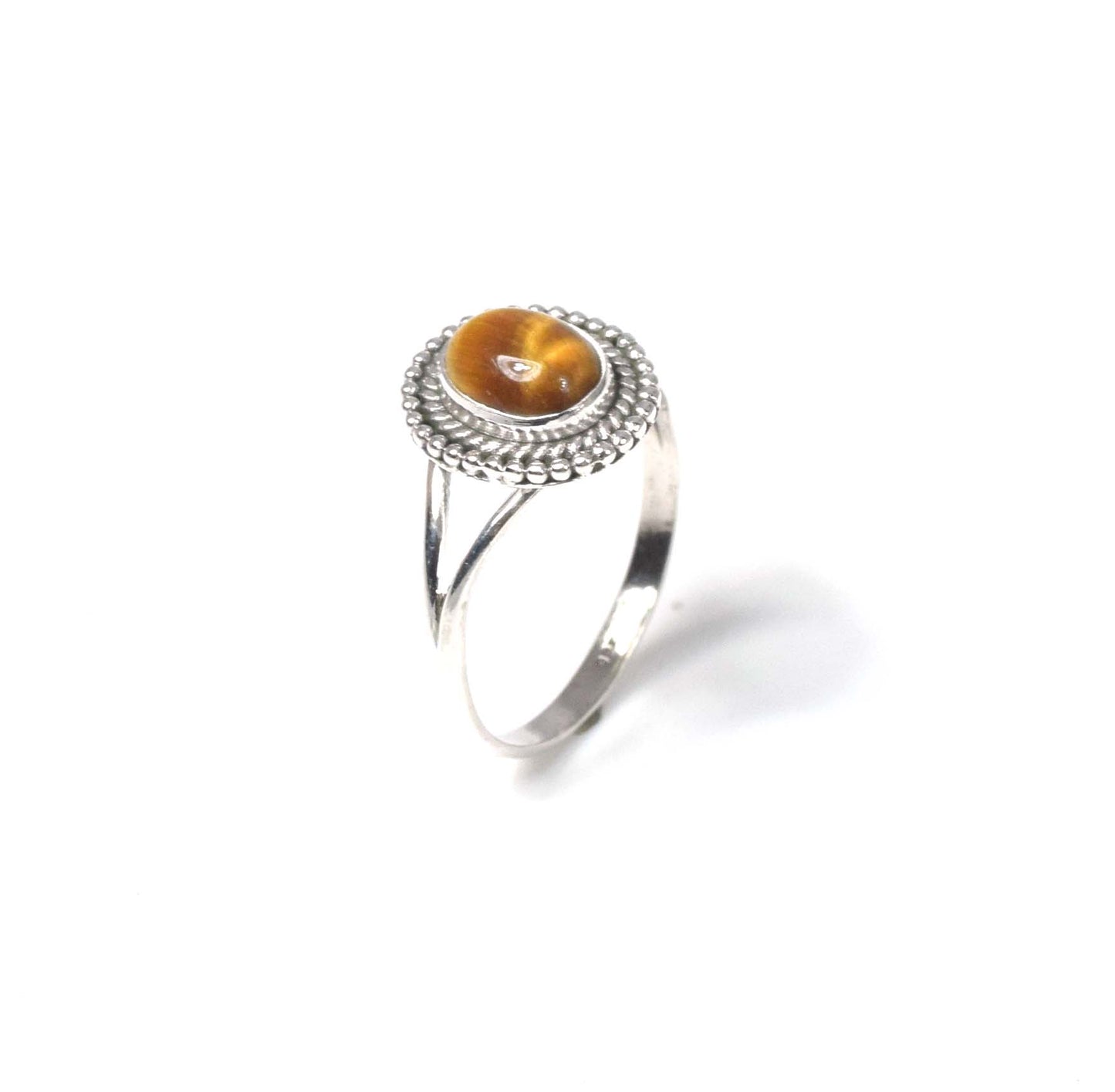 925 Solid Sterling Silver Tiger Eye Ring -10 us